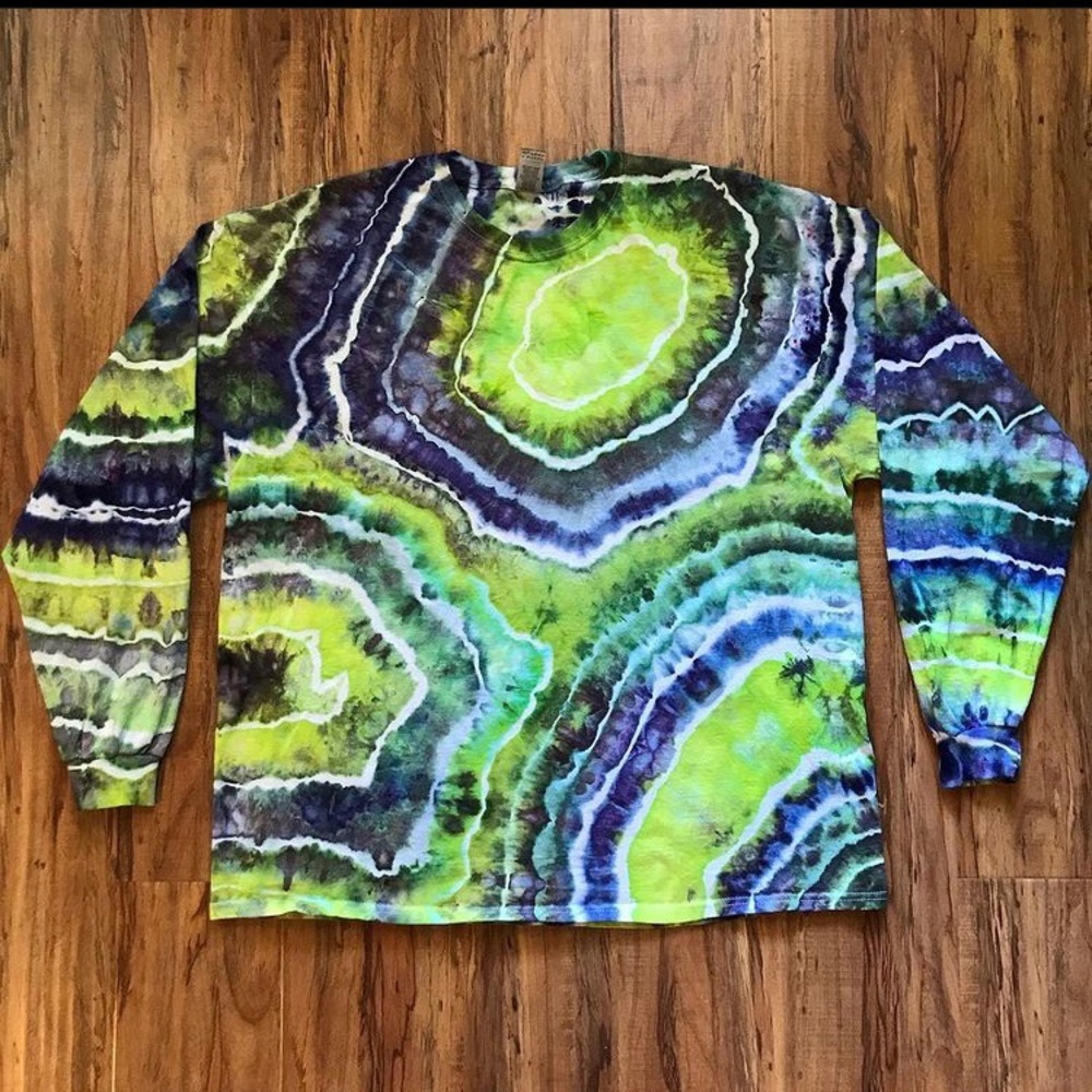 Blue and Green Geode Ice Dyed Tie Dye Shirt